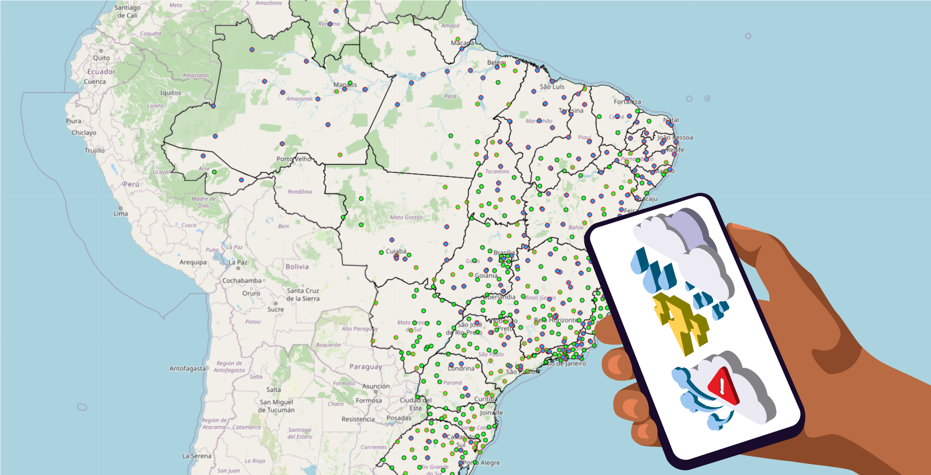 Mapa de estações meteorológicas do INMET.