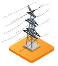 Ilustração vetorial com torre ligada a linha de energia.